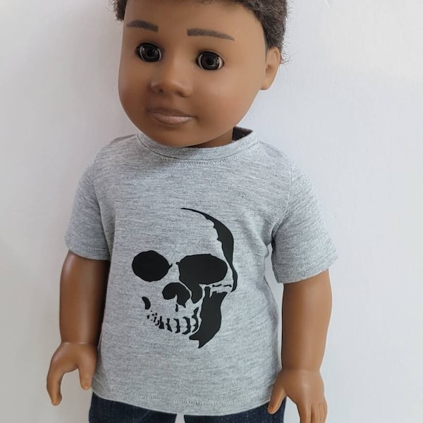 Broken Skull  -Boy fit Graphic Tee for 18 inch doll such as American Girl Dolls.