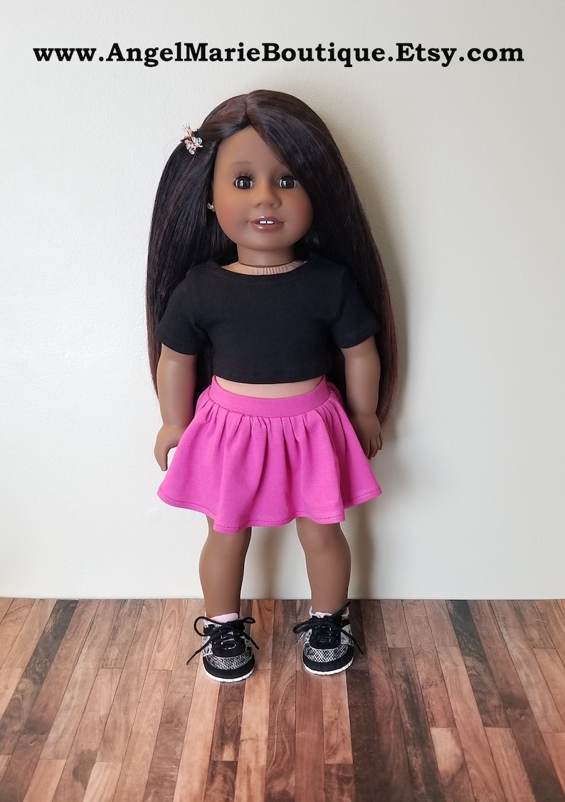 Short Sleeve Crop Top for 18 inch dolls such as American Girl Dolls Choose Color Made to Order image 1