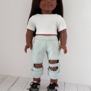 Short Sleeve Crop Top for 18 inch dolls such as American Girl Dolls Choose Color Made to Order image 3