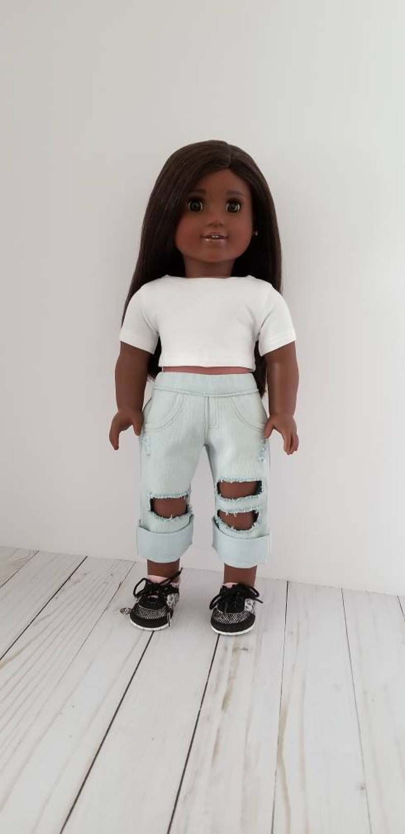 Short Sleeve Crop Top for 18 inch dolls such as American Girl Dolls Choose Color Made to Order image 3