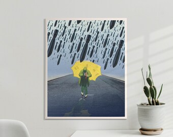 Raining War Poster, Collage Art, Retro Wall Art, Surreal Print, Military Artwork, Veteran Wall Print, Patriotic Decor, Bomb Poster, UNFRAMED