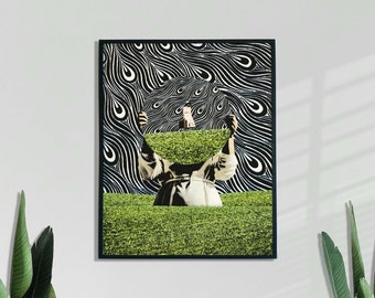 Self Trippy Poster, Collage Art, Retro Wall Art, Surreal Print, Psychedelic Artwork, Boho Wall Print, 60s Poster, UNFRAMED