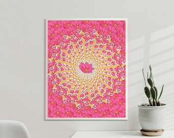 Pink Flower Print, Groovy Wall Art, Surreal Art, Psychedelic Poster, Colorful Art, Trippy Print, Collage Artwork, UNFRAMED