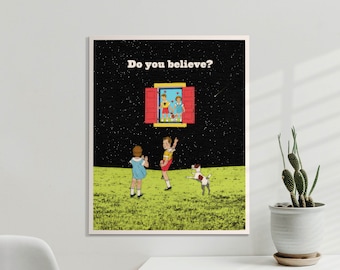 Believe Decorative Print, Inspirational Artwork, Illustration Wall Art, Love Poster, Nursery Decor, 8x10, 11x14, UNFRAMED