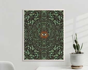 Butterfly Eye Print, Spiritual Wall Art, Surreal Art, Psychedelic Poster, Colorful Art, Trippy Print, Collage Artwork, UNFRAMED