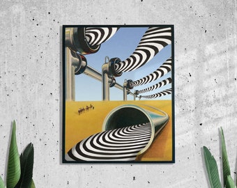 Desert Surreal Print, Psychedelic Wall Art, Sci-fi Poster, Trippy Artwork, 8x10, 11x14, UNFRAMED