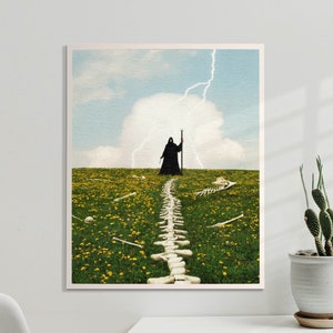 Reaper Surreal Poster, Trippy Art, Retro Wall Art, Collage Print, Psychedelic Artwork, Boho Wall Print, 60s Poster, Spooky Decor, UNFRAMED