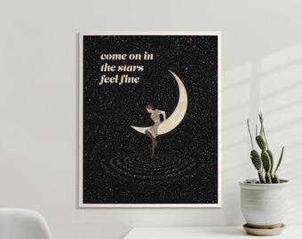 Star Swim Print, Sky Art, Meditation Poster, Trendy Wall Art, Spiritual Artwork, Inspirational Art, Quote Art Print, 8x10, 11x14, UNFRAMED