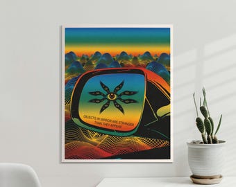 Rainbow Seraphim Print, Spiritual Wall Art, Surreal Art, Psychedelic Poster, Colorful Art, Trippy Print, Collage Artwork, Eye Art, UNFRAMED