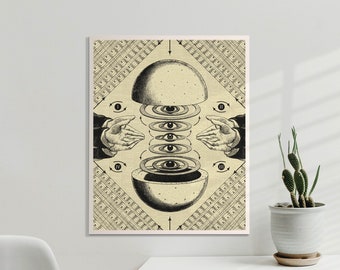 Ancient Awakening Print, Psychedelic Wall Art, Trippy Art, Spiritual Poster, Gothic Art, Surreal Print, Vintage Artwork, UNFRAMED