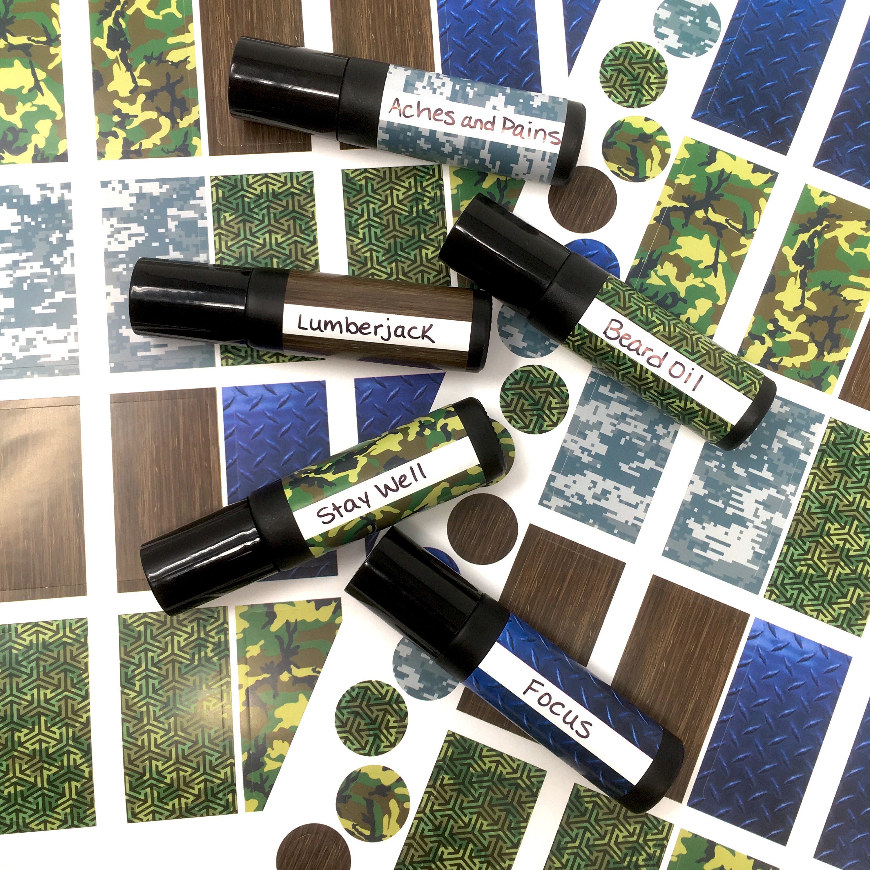 Camo Poly Weatherproof Labels for EO Bottles or Lip Balm Tubes | Etsy
