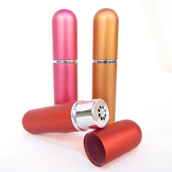 Set of 3 Aluminum & Glass Essential Oil Nasal Inhalers - Red, Orange, and Pink