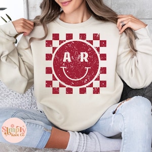AR Checkered Sweatshirt, Arkansas sweatshirt, Arkansas Crewneck, Arkansas shirt, AR shirt, Arkansas tee, Arkansas gift, Womens AR sweatshirt