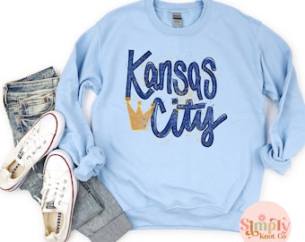 Kansas City Baseball Crewneck Sweatshirt, Kansas City Sweatshirt, KC Baseball Sweatshirt, Kansas City Baseball Shirt, Crown Town, Retro KC