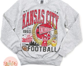 Retro Kansas City Football Sweatshirt, Kansas City Crewneck, Kansas City Gift, KC Football, Kansas City Shirt, KC Football, Game Day Tshirt