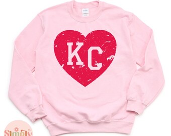 Kansas City Heart Sweatshirt for Women, Kansas City Football shirt, Kansas City Gift, Womens KC Heart Sweater, Retro Kansas City Crewneck