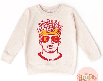 Mahomes Sweatshirt for Kids, Toddler Kansas City Football Shirt, Youth Kansas City Mahomes Crewneck, Kansas City Gift, KC Football Sweater