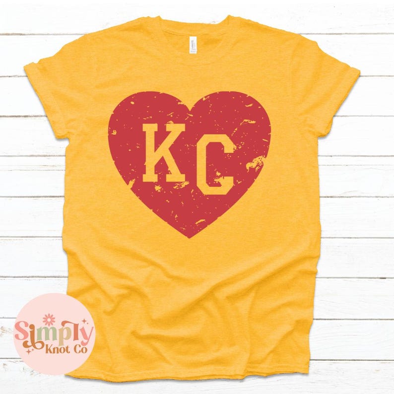 KC Heart Football T-Shirt: Kansas City Unisex Crewneck Tee image 1