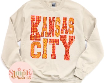 Kansas City Sweatshirt for Women, Kansas City Football Sweater, Kansas City Gift, KC Football Crewneck Sweatshirt, KC Pride, Kansas City Tee