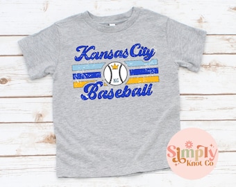 Retro Kansas City Baseball Shirt for Kids, Youth KC Baseball Shirt, Toddler Kansas City Shirt, Crown Town, Kansas City Tshirt, KC Baseball