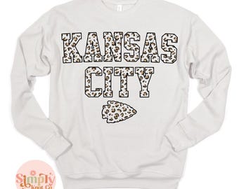 Kansas City Leopard Print Sweatshirt: KC Football Game Day Crewneck