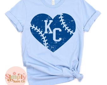 Kansas City Baseball Heart Tshirt, Kansas City Shirt, KC Baseball Shirt, Kansas City Baseball, Kansas City Gift, KC Womens Baseball Tee