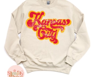 Retro Kansas City Sweatshirt, Kansas City Football, Womens Sweatshirt, Kansas City Gift, Kansas City Shirt, KC Football, Kansas City Hoodie