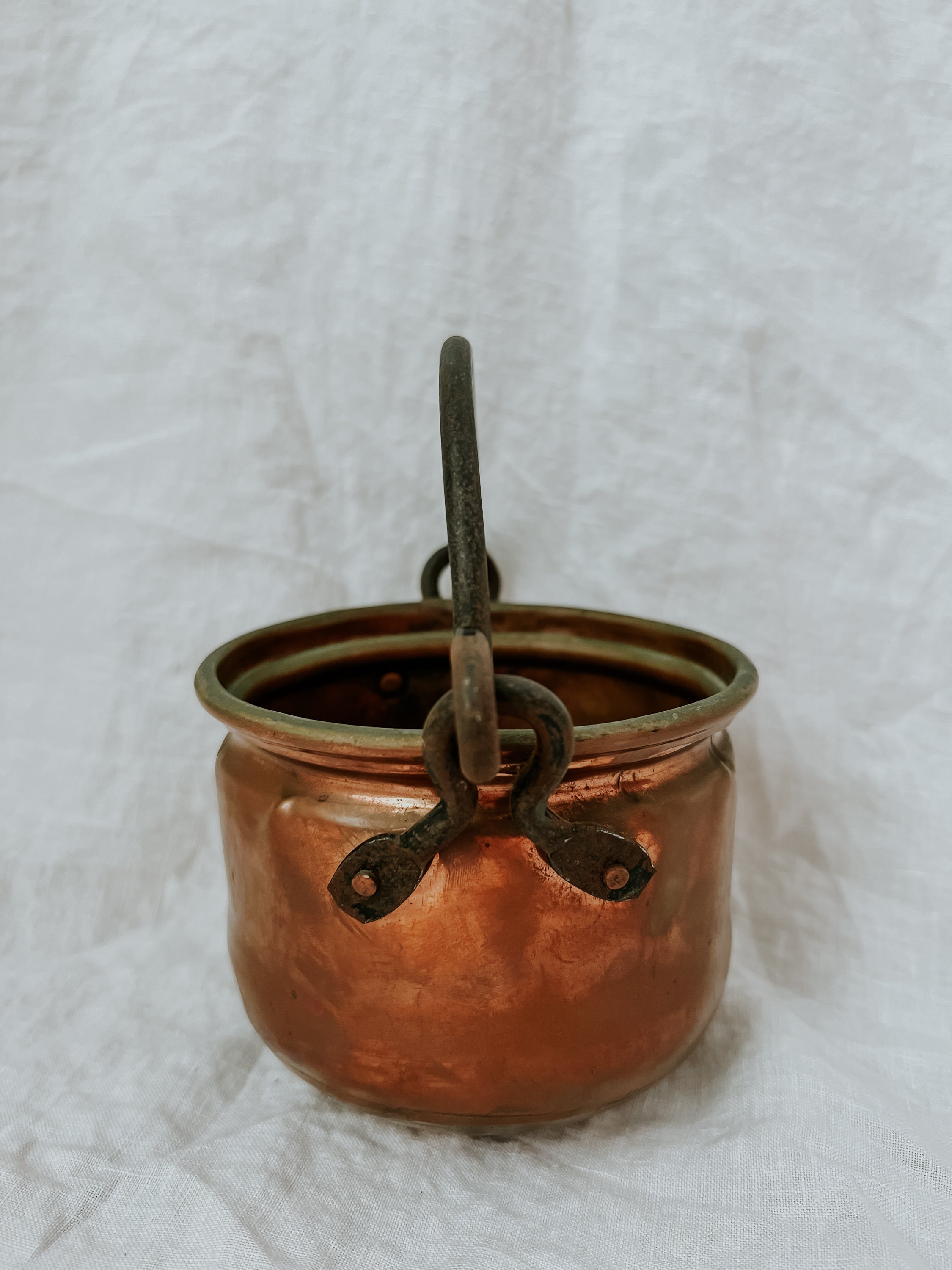 Copper Cauldron With Hand-forged Iron Handle Primitive - Etsy