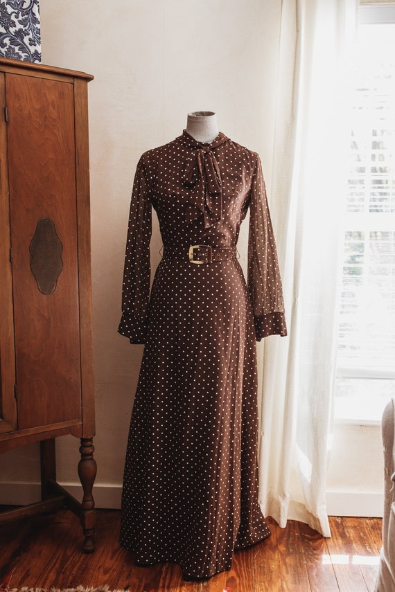 Vintage Polka Dot Floor-Length Dress