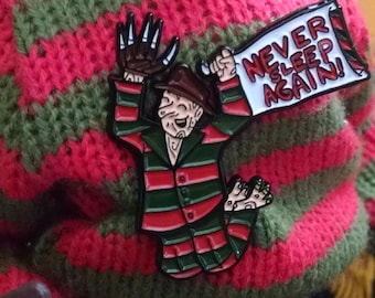 NEVER SLEEP AGAIN Freddy Krueger Nightmare on Elm Street 1.5" Soft Enamel Pin!