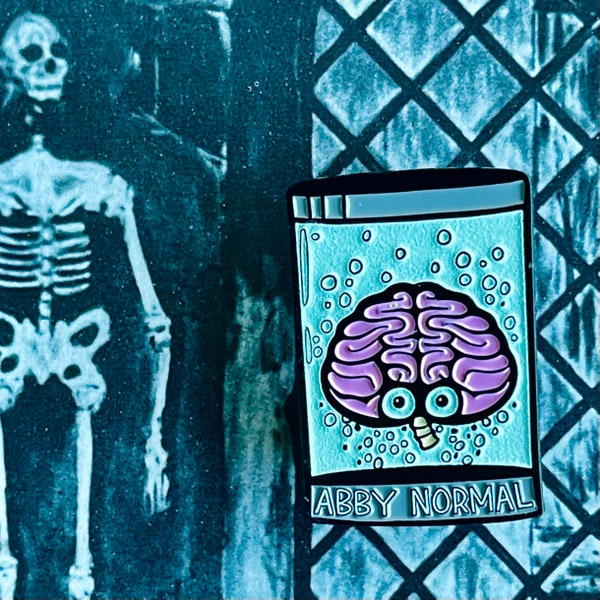 ABBY NORMAL 1.75” Mutant Brain Glow in the Dark Enamel Pin! Frankenstein Horror Sci Fi