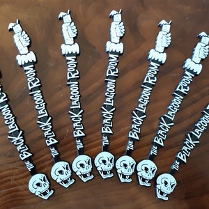 BLACK LAGOON ROOM Logo Swizzle Sticks! Packs of 1, 5 , 10, or 25 - Cocktail Stirrer Tiki Bar