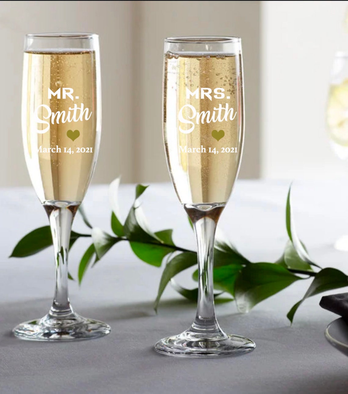 Couples Wedding Champagne Glass Set Wedding Flutes Bride and Etsy