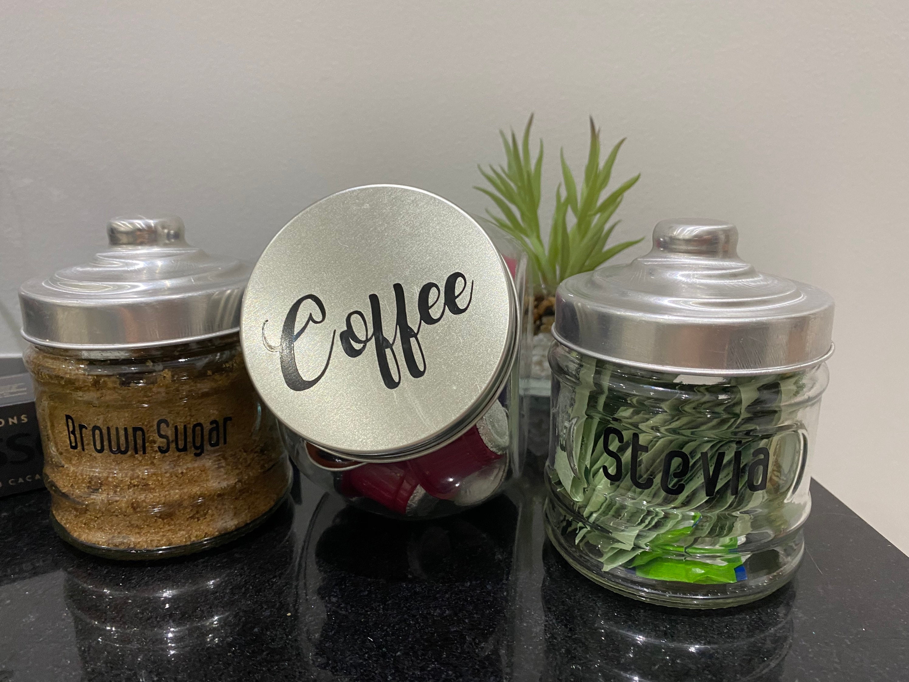 Coffee Bar Jar Set Tea Towel Custom Jars with Lids Kitchen Etsy