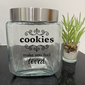 Personalisierter Keksbehälter aus Glas, Leckerlidose für Katzen, Snackdose für Hunde, Bonbondose, individuelles Glasglas mit gebürstetem Silberdeckel, lustiges Geschenk