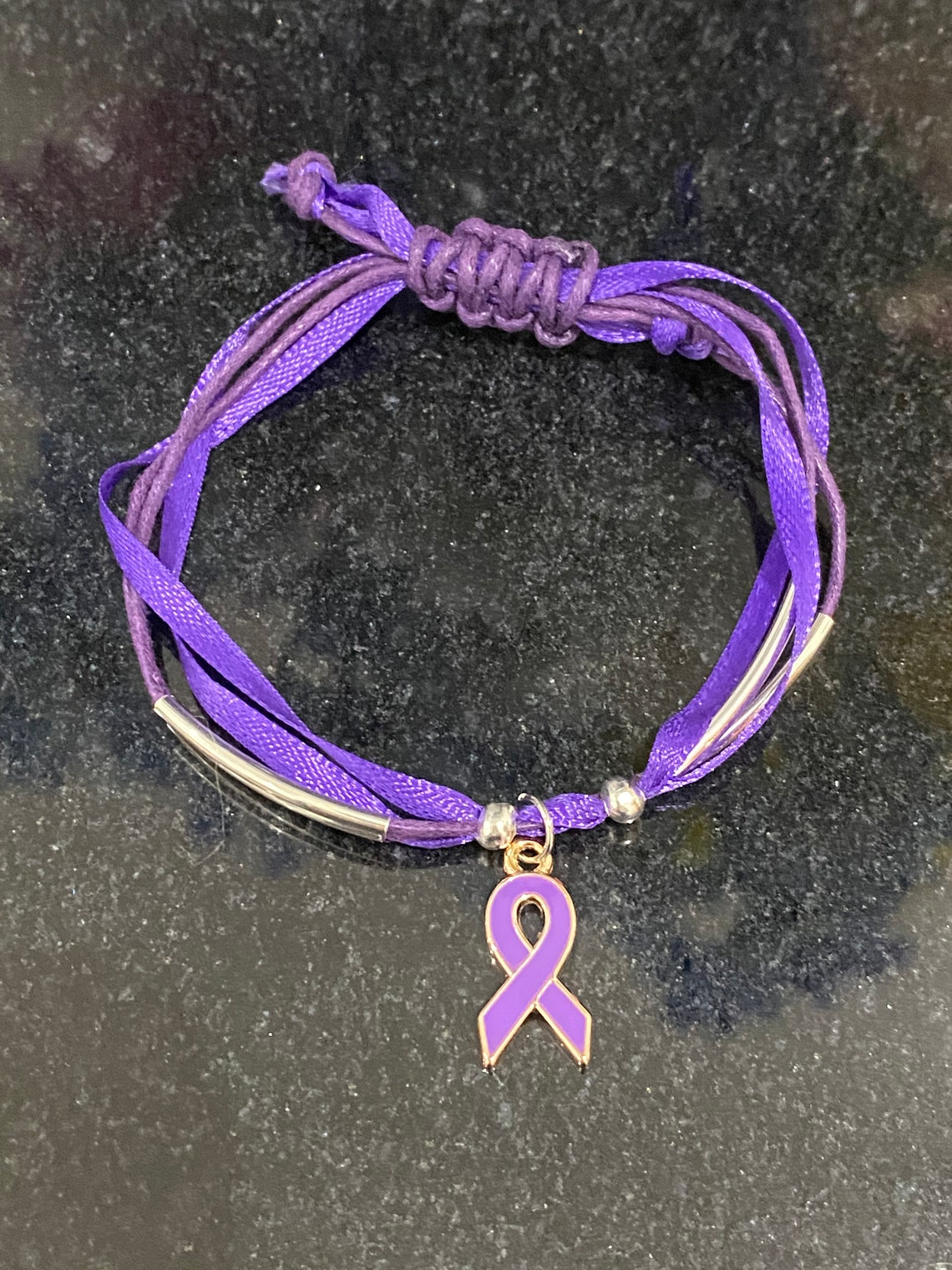Fibromyalgia Awareness Ribbon and Cord Bracelet Fibro Etsy
