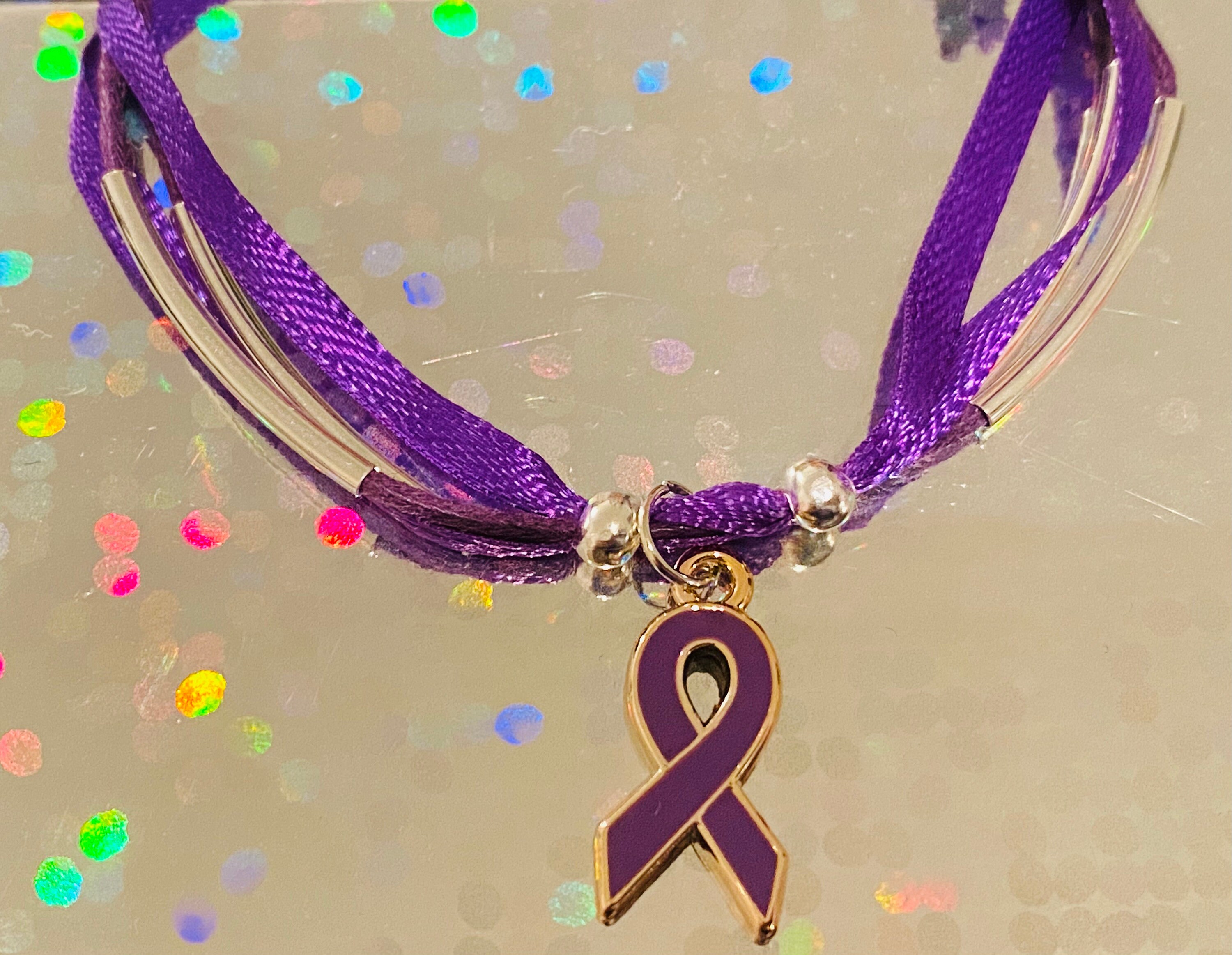 Fibromyalgia Awareness Ribbon and Cord Bracelet Fibro Etsy