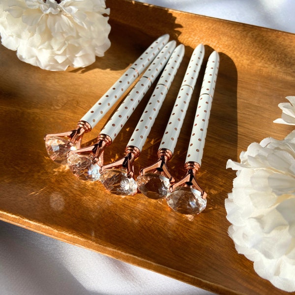 White Diamond Pen Favor For Women Birthday Party Favor Rose Gold Pen With Faux Diamond Favor Women Favor Bulk Rose Gold Party Gift For Guest