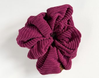 Berry Scrunchy Magenta Hair Accessory Berry Hair Tie For Women Accessory Magenta Scrunchy Gift For Girl Corduroy Scrunchy Ribbed Accessory