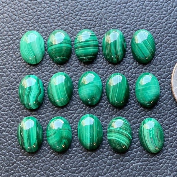 10X14 Mm Oval Green Malachite Plain Cab,AAA Quality Malachite Loose Cabochon-Beautiful Finnish Malachite 10X14 Mm Oval-Malachite Mm Silver