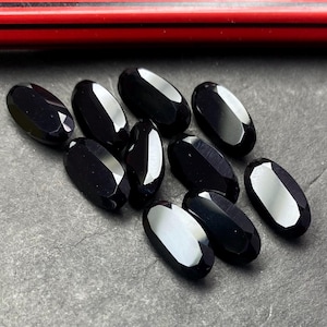 7X14 Mm Oval Cut-Black Onyx Oval Shape Cut Black Onyx Raw - Rough Black Onyx - Black Onyx Crystal - Polished Onyx Gemstone-Natural Onyx gems