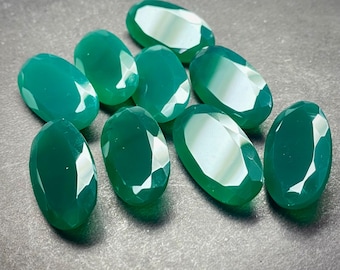 Ónix verde de corte ovalado de 14 x 28 mm - Ónix verde de corte ovalado - Ónix verde natural de corte ovalado facetado suelto - Hermoso corte ovalado pequeño para colgante/aretes