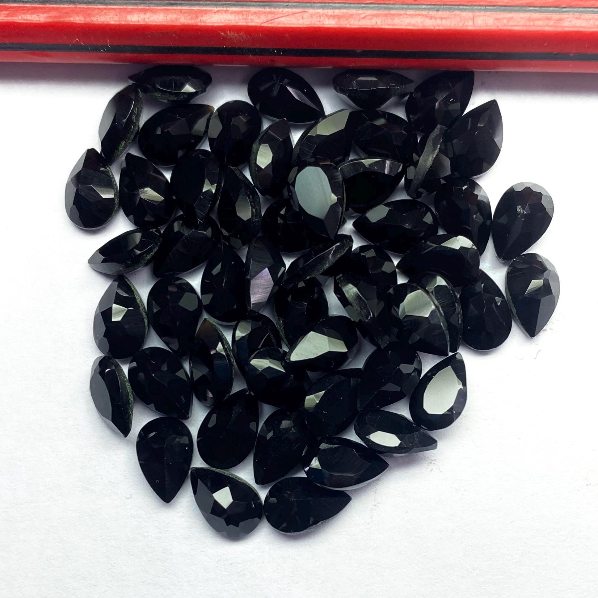 Black Onyx Glassy Cut Loose-aaa Black Onyx Pear Semi Precious Frosted ...