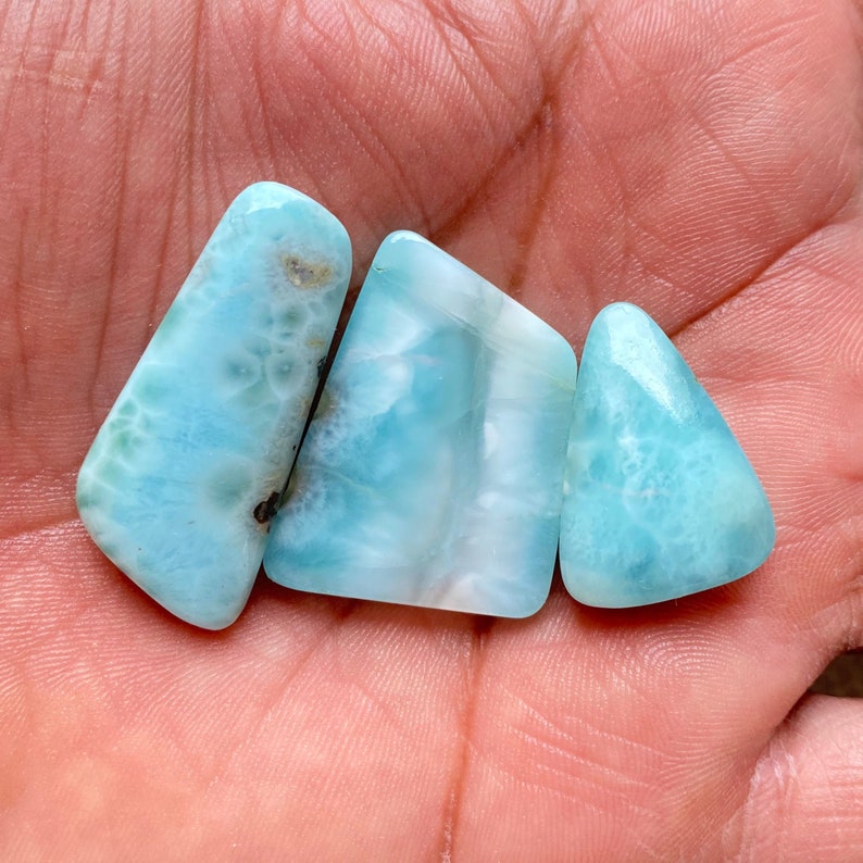 Top Classical Larimar Loose Cabochon Gemstone,Fancy Shape Larimar Lot,Very Rare Larimar Cabochon,Top Blue Pectolite Larimar Blue Gemstone,A