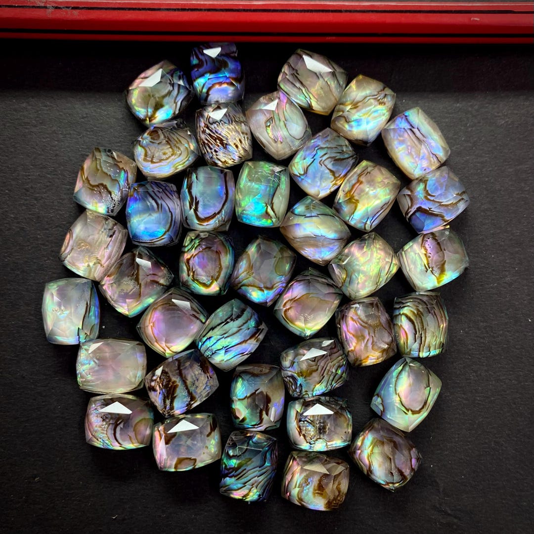 Selected Abalone Shell Doublet Glass, Natural Semi Precious Gems for ...