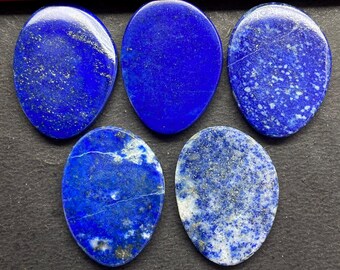 AAA Lapis Lazuli Flat Stone - Natural Blue Gems (5 Pcs, 20x27 mm) Rough Lapis Lazuli Flat- Natural Blue Lapis Lazuli Gems Loose-Lapis