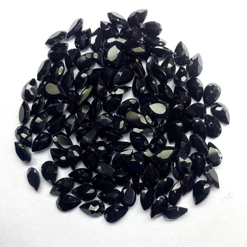 Black Onyx Glassy Cut Loose-aaa Black Onyx Pear Semi Precious Frosted ...