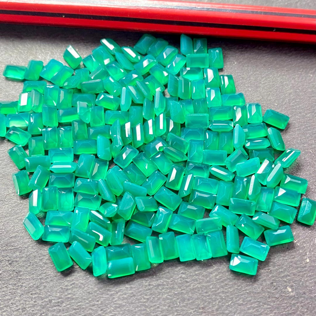 3X5 Mm Octagon Cut-green Onyx Octagon Cut Gemstone-rare Green Onyx Cut ...