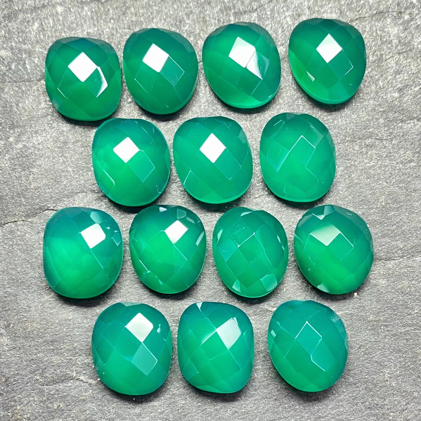 12X14 Mm Fancy Checker-green Onyx Crystal- Checker Green Onyx - Mm