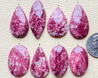 AAA Natural Thulite Loose Cabochon,Bulk Designer Thulite Crystal Gemstone,Cherry Blossom Pink Thulite Cabochon,Genuine A+Thulite Stone